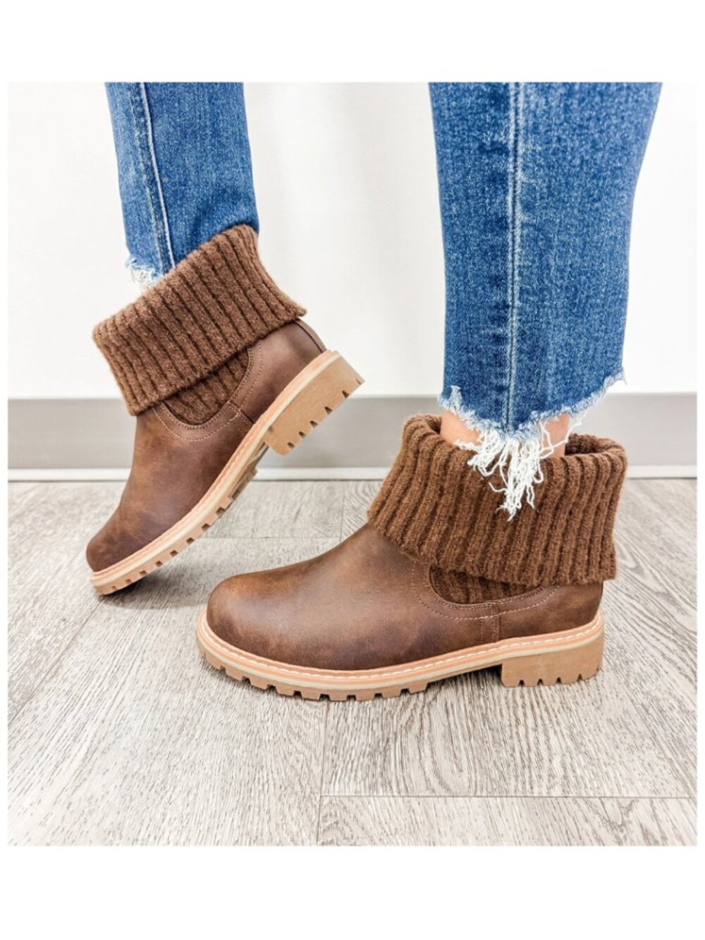 Cabin Cozy – Quilted Cuff Boots in Brown Oiled by Corkys